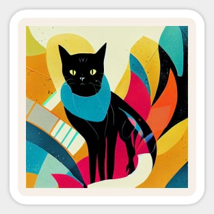 Abstract Cat Sticker